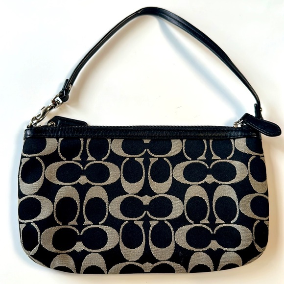 Coach big wristlet/bag black/gray monogram wallet - Picture 13 of 14